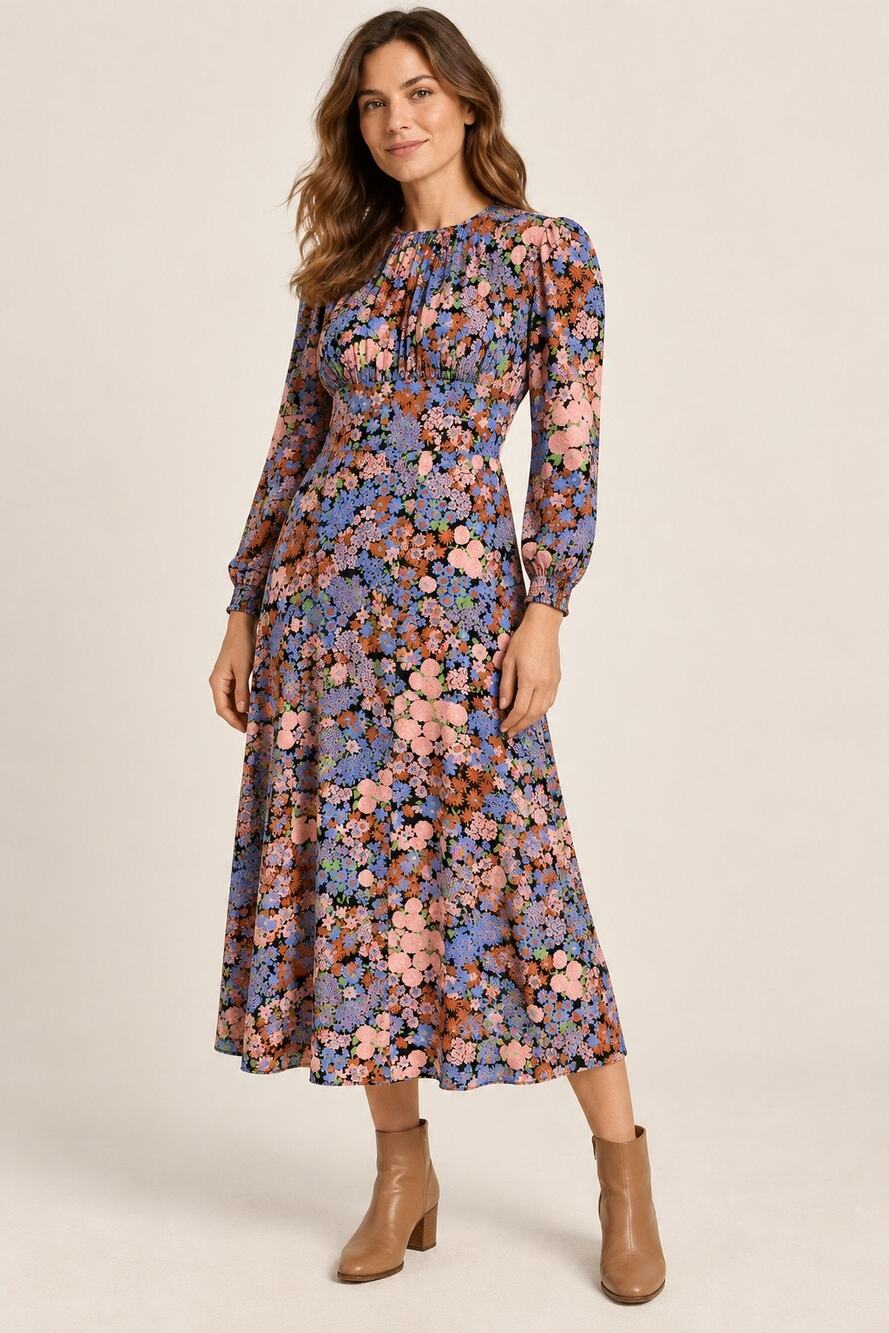 Nobody’s Child Floral Print Flutter Sleeve Midi Dress Size 12